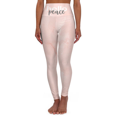 Mallas de yoga de cintura alta para mujer - Mármol rosa melocotón