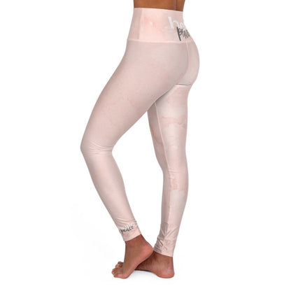 Mallas de yoga de cintura alta para mujer - Mármol rosa melocotón