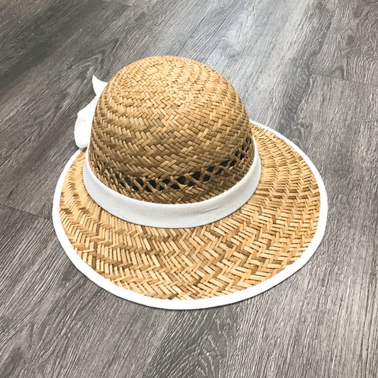 Solid White Bow Rush Straw Summer Visor