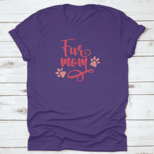 "Fur Mom" With Paw Prints Cute Design For Animal Fur Lover T-Shirts - Buy Mom the Perfect Gift