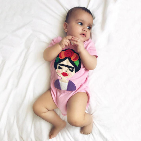 Frida Kahlo Infant Onesie- Gray and Pink