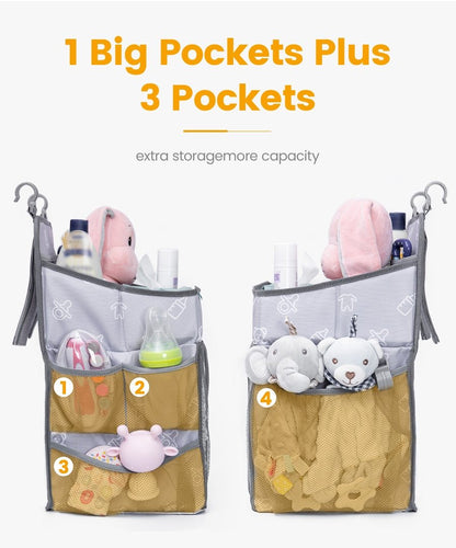 Bolsa de almacenamiento colgante para cuna de bebé, organizador portátil de pañales para recién nacidos