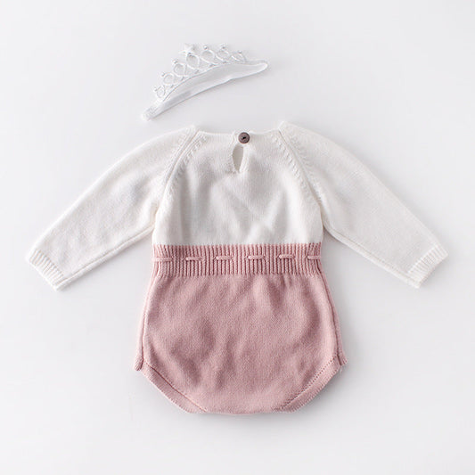 Baby Girl 1pc Floral Embroidered Graphic Contrast Design Hand Knitted