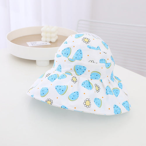 Baby Girl Fruit Print Pattern Large Brim Sunshade Hats