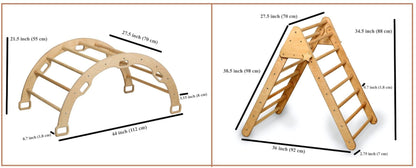 Set de escalada Montessori (3 piezas) | Triángulo, arco de escalada y rampa